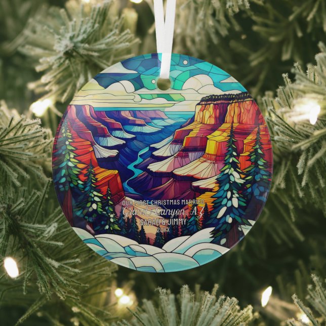 Ornement En Verre Noël Grand Canyon AZ Verre Tiré Marié (Insitu)
