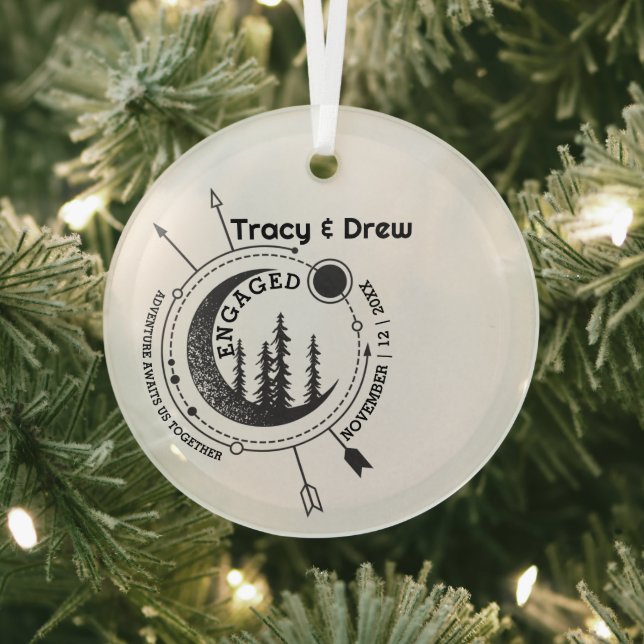 Ornement En Verre Noël Lune extérieure Flèche Couple Fiançailles (Insitu)