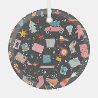 Ornement En Verre Noël noir : motif vintage orné.
