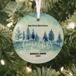 Ornement En Verre Noël Pins de Montagne Vert arbres en plein air Cou