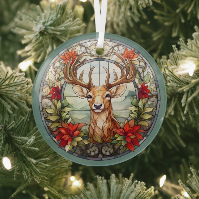 Ornement En Verre Noël pour papa Cerf Antlers Rouge Bleu (Insitu)