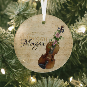 Ornement En Verre Noël Violon Personnalisé