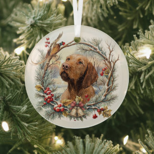 Ornement En Verre Noël Vizsla 