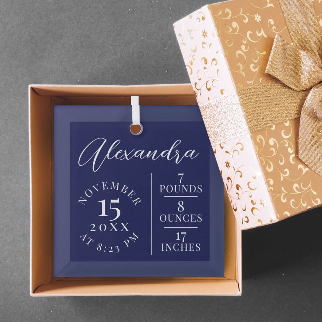 Ornement En Verre Nom du bébé Script & Statistiques de naissance Bla (Créateur téléchargé)