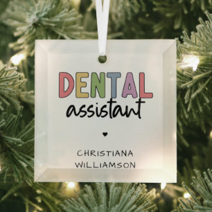 Ornement En Verre Nom personnalisé Dental Assistant Cadeau