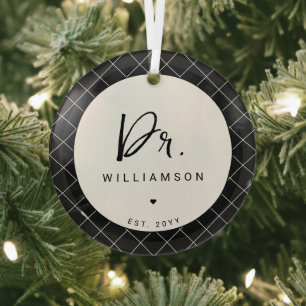 Ornement En Verre Nom personnalisé Dr Minimaliste Docteur Graduation