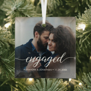 Ornement En Verre Nos premiers noms de photos personnalisées de Noël