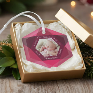 Ornement En Verre Notre petit bijou Juillet Birthstone Baby Stats de