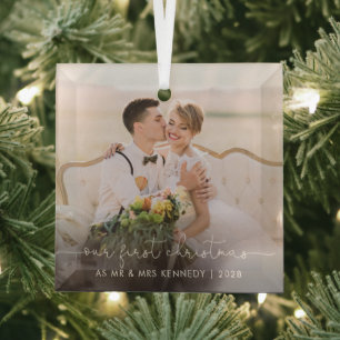 Ornement En Verre Notre premier Noël en tant que Monsieur et Madame 