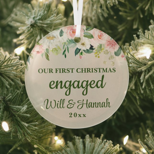 Ornement En Verre Notre premier Noël engagé couple personnalisé (Insitu)