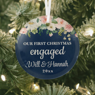 Ornement En Verre Notre premier Noël engagé couple personnalisé