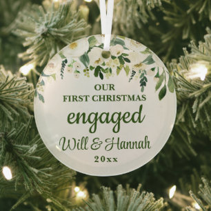 Ornement En Verre Notre premier Noël fiancés Couple personnalisé