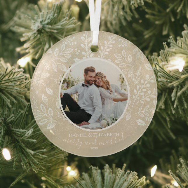Ornement En Verre Notre première photo de Noël ivoire (Insitu)