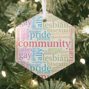 Ornement En Verre Nuage de mots de la communauté arc-en-ciel LGBTQ+