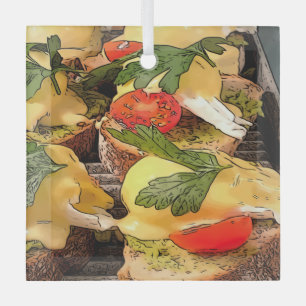 Ornement En Verre Oeufs pochés avec Avocado sur toast