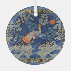 Ornement En Verre Œuvre d'art oiseau broderie chinoise à crête