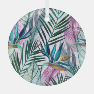 Ornement En Verre Oiseau de paradis tropical, motif d'aquarelle