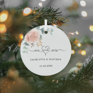 Ornement En Verre or rose vert fleuri m mme heart mariage