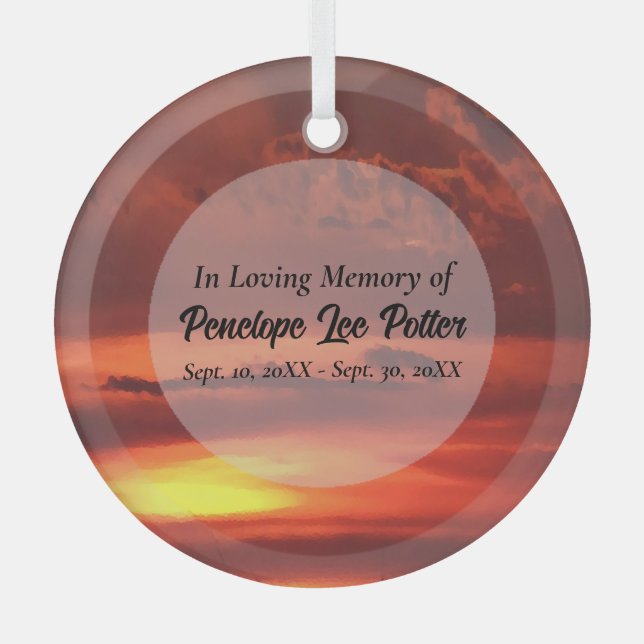 Ornement En Verre Orange Sunrise Memorial Keepsaké Suncatcher (Recto)
