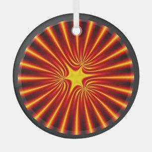 Ornement En Verre Orange Sunshine Starburst Fractal Mandala