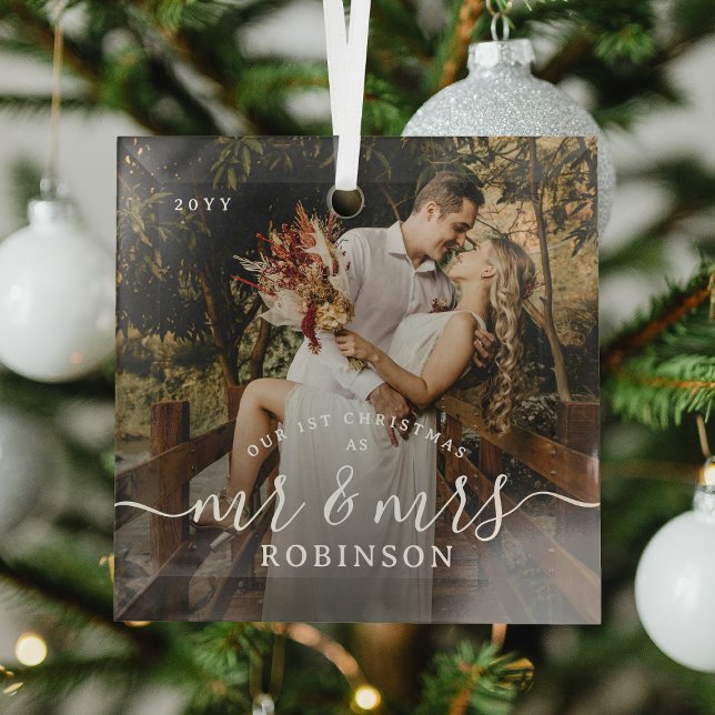 Ornement En Verre Our 1st Christmas' Newlyweds Photo Keepsake (Créateur téléchargé)