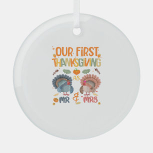 Ornement En Verre Our First Thanksgiving M. et Mme Couple Married 2