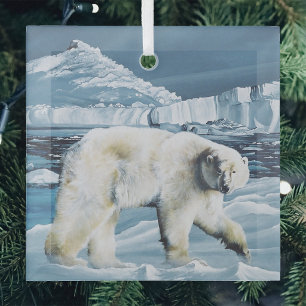 Ornement En Verre Ours polaire majestueux de l'Arctique Glaciers ble