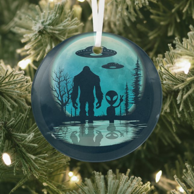 Ornement En Verre OVNI Alien Bigfoot (Insitu)