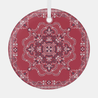Ornement En Verre Paisley, crânes, bandana, design carré.