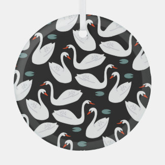 Ornement En Verre Papier peint blanc Swans Lake