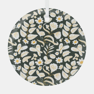 Ornement En Verre Papillons & Fleurs : Motif d'été Doodle.