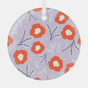 Ornement En Verre Pastel Botanique Rose : Motif Floral