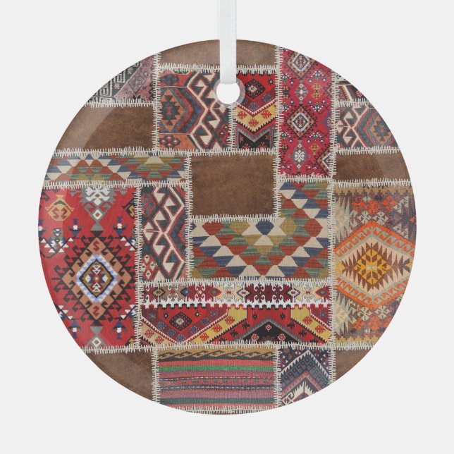 Ornement En Verre Patchwork de tapis traditionnel : Décor de tapis d (Recto)
