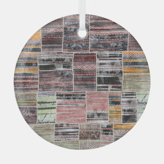 Ornement En Verre Patchwork Quilt Collage Impression transparente.