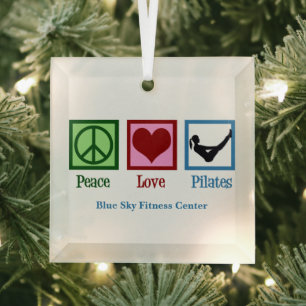 Ornement En Verre Peace Love Pilates Cute Custom Christmas