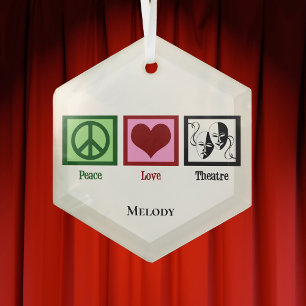 Ornement En Verre Peace Love Theater Noël personnalisé