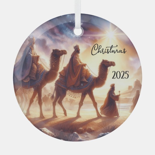 Ornement En Verre Personalized Three Wise Men Caravan  (Recto)