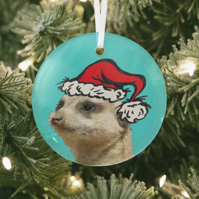 Ornement en verre personnalisable Meerkat de Noël (Insitu)