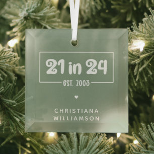 Ornement En Verre Personnalisé 21e anniversaire 21 dans 24 Est 2003