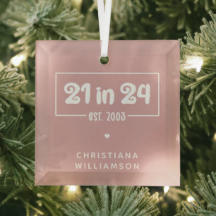 Ornement En Verre Personnalisé 21e anniversaire 21 dans 24 Est 2003 
