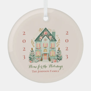 Ornement En Verre Personnalisé "Accueil pour les fêtes" Ornament