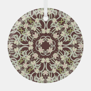 Ornement En Verre Petits narcisses, carré Art nouveau.