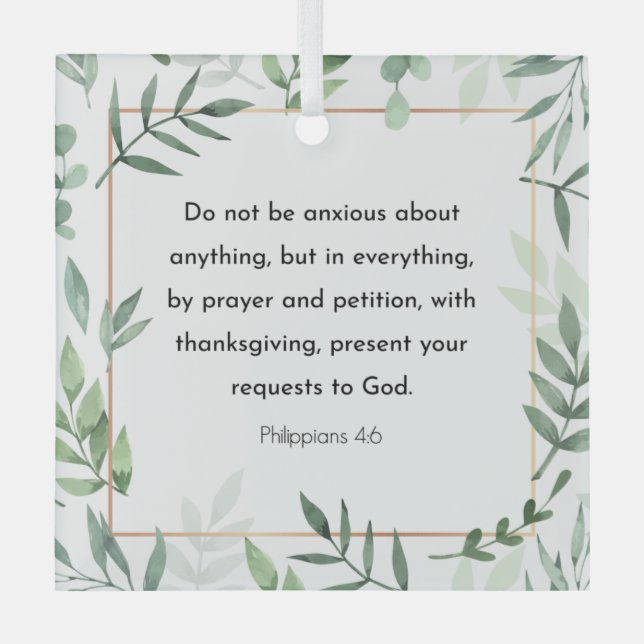 Ornement En Verre Philippiens 4:6, Verse de la Bible (Recto)