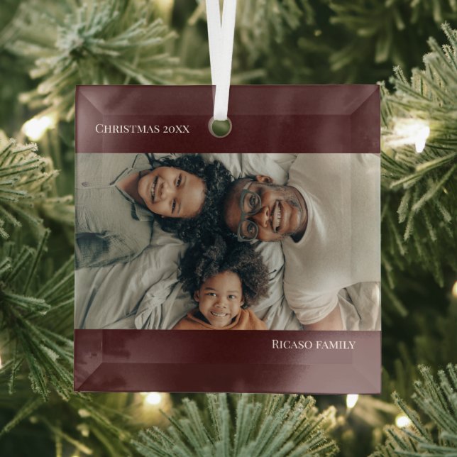 Ornement En Verre Photo personnalisée moderne Noël (Insitu)