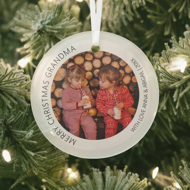 Ornement En Verre Photo ronde personnalisée Noël (Insitu)