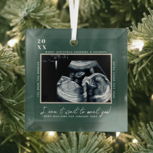 Ornement En Verre Photo Ultrasonde de grossesse Joyeux Noël