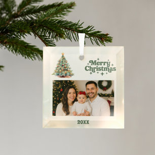 Ornement En Verre Photo verte de Noël