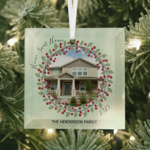 Ornement En Verre  Photo Wreath Home Sweet Home Christmas Tree