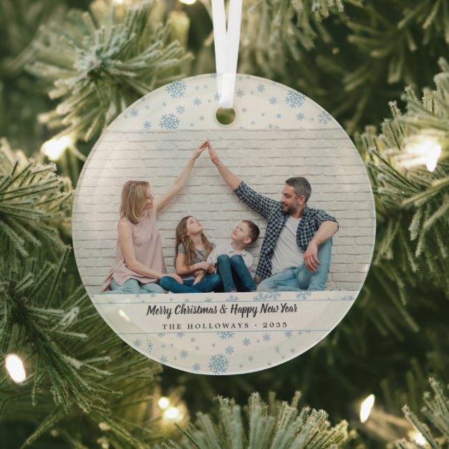 Ornement En Verre Photos de Fête Minimale Blue Snowflakes (Insitu)