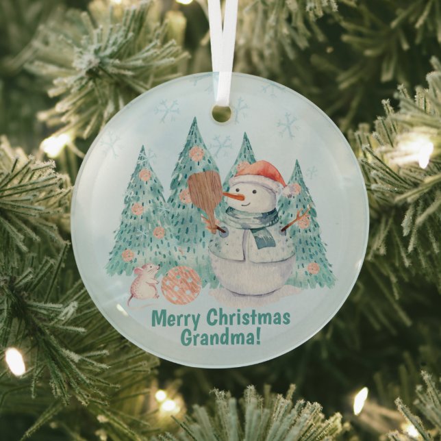Ornement En Verre Pickleball Snowmen, noël minuscule (Insitu)